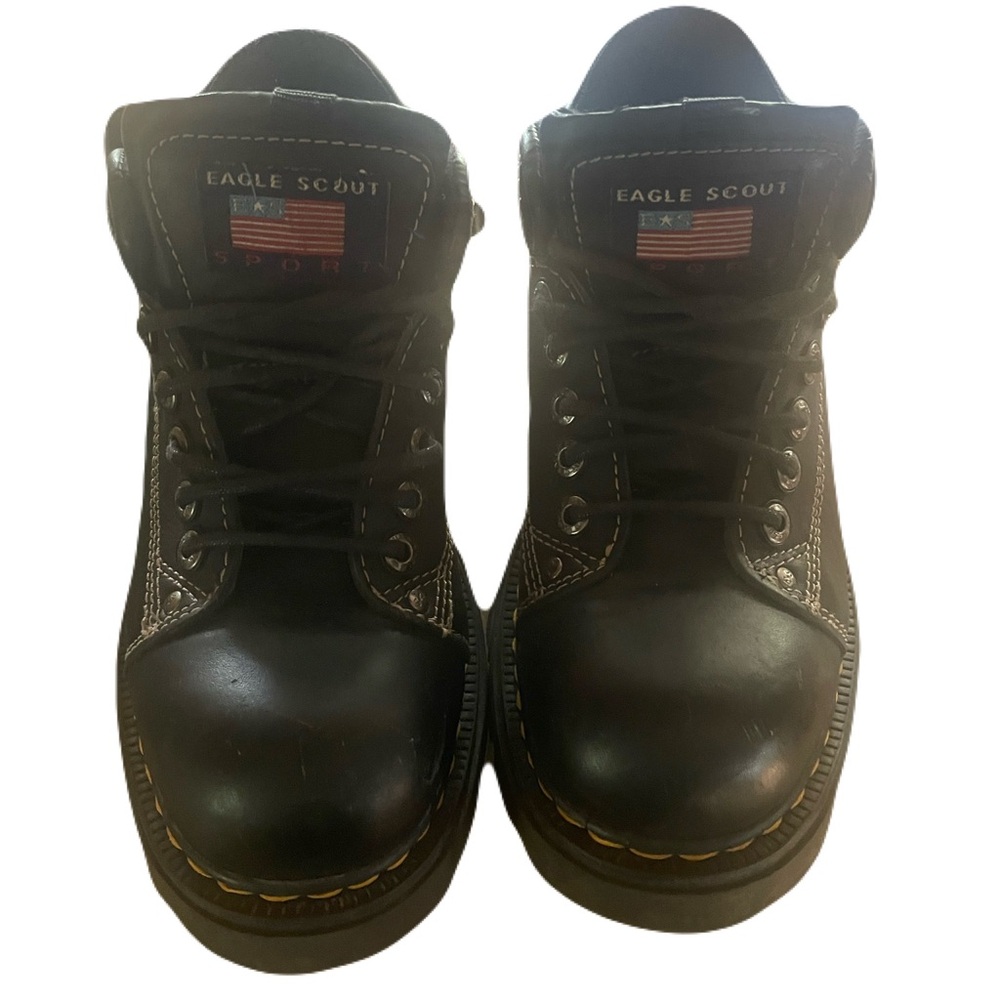 Black Leather Eagle Scout Steel Toe Ankle Boots